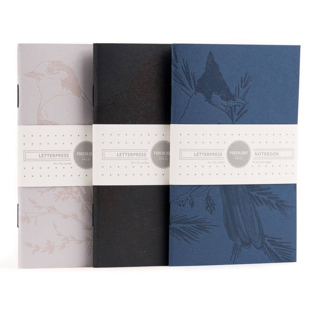 Monochromatic Birds - Pocket size Set of 3 Notebook