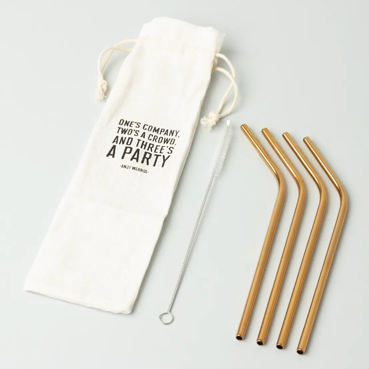 Four Copper Plated Cocktail Straws