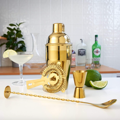 Gold Cocktail Spoon & Muddler Combo