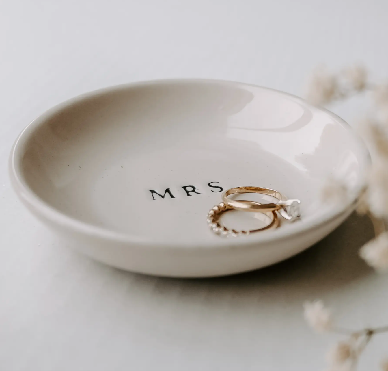 'Mrs.' Stoneware Jewelry Dish